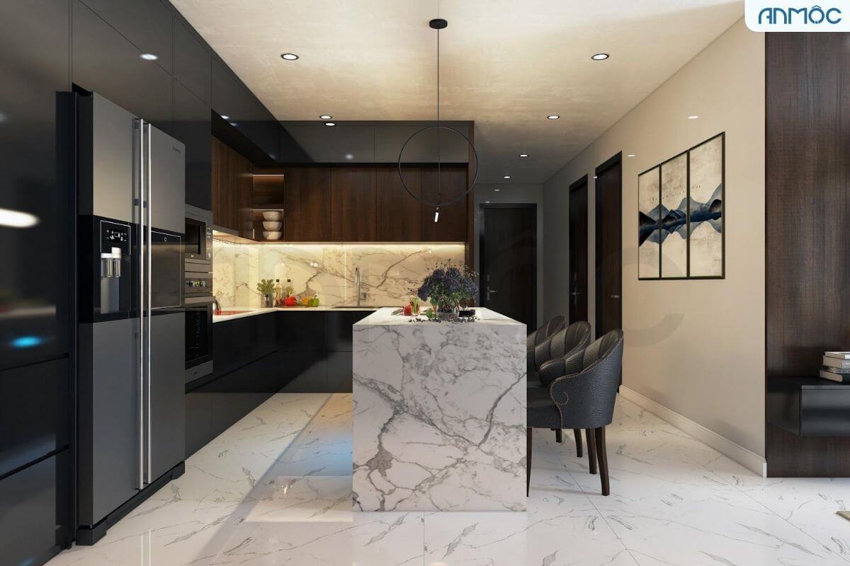 55+ Mẫu Thiết Kế Nội Thất Chung Cư "Đỉnh Nhất" 2026 3661 he-tu-bep-chu-L-co-ban-dao