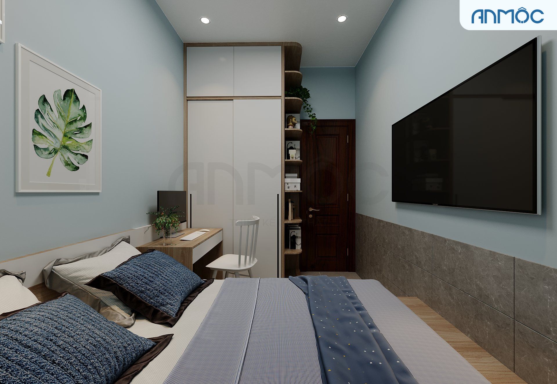 21+ Mẫu Thiết Kế Nội Thất Nhà Phố Đẹp Không Thể Bỏ Qua 2026 2307 Gam màu lạnh, trung tính được sử dụng để tạo sự nhã nhặn cho không gian nhưng không mất đi nét hiện đại.