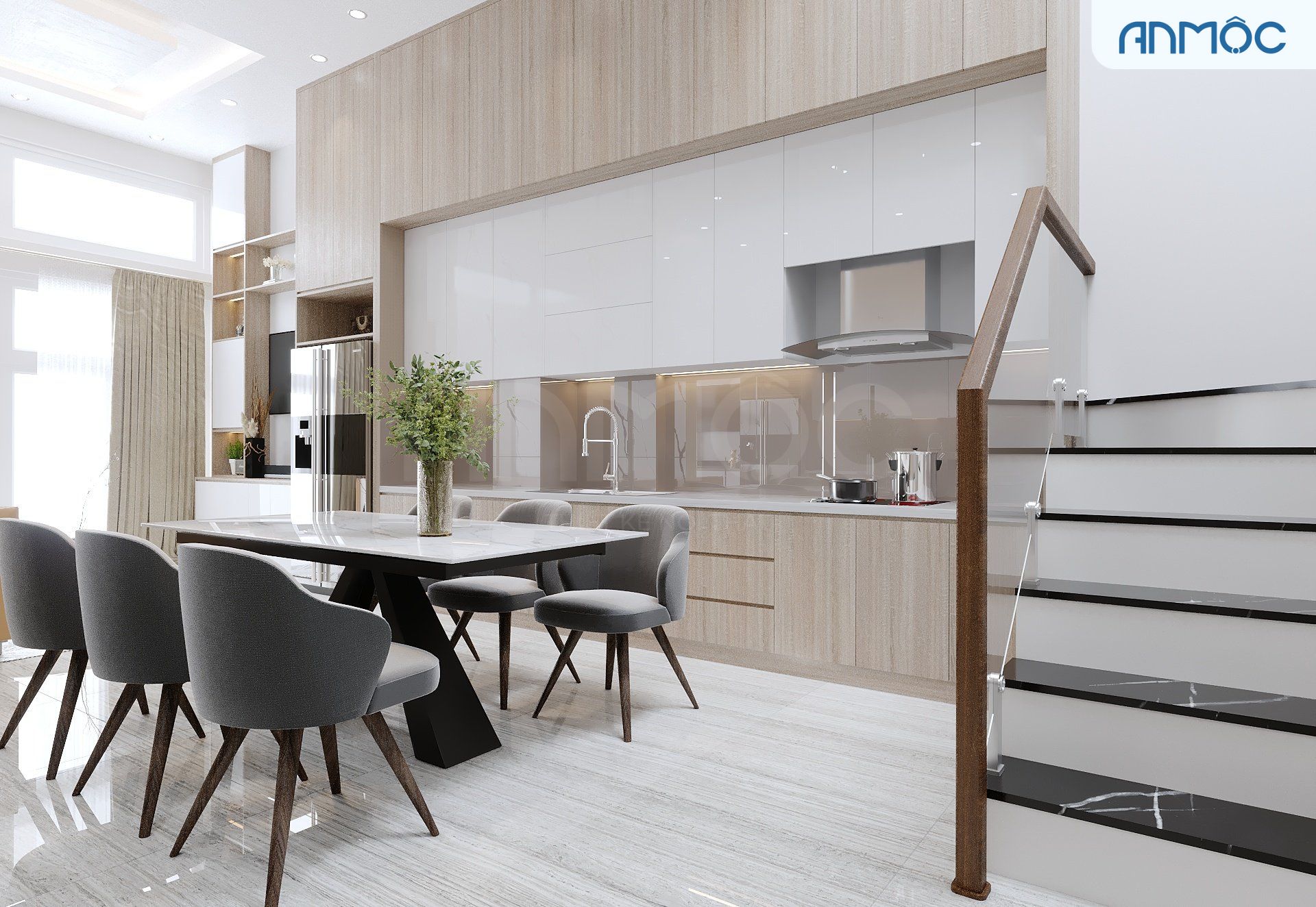 21+ Mẫu Thiết Kế Nội Thất Nhà Phố Đẹp Không Thể Bỏ Qua 2026 2436 thiet ke noi that nha pho noi that an moc 5