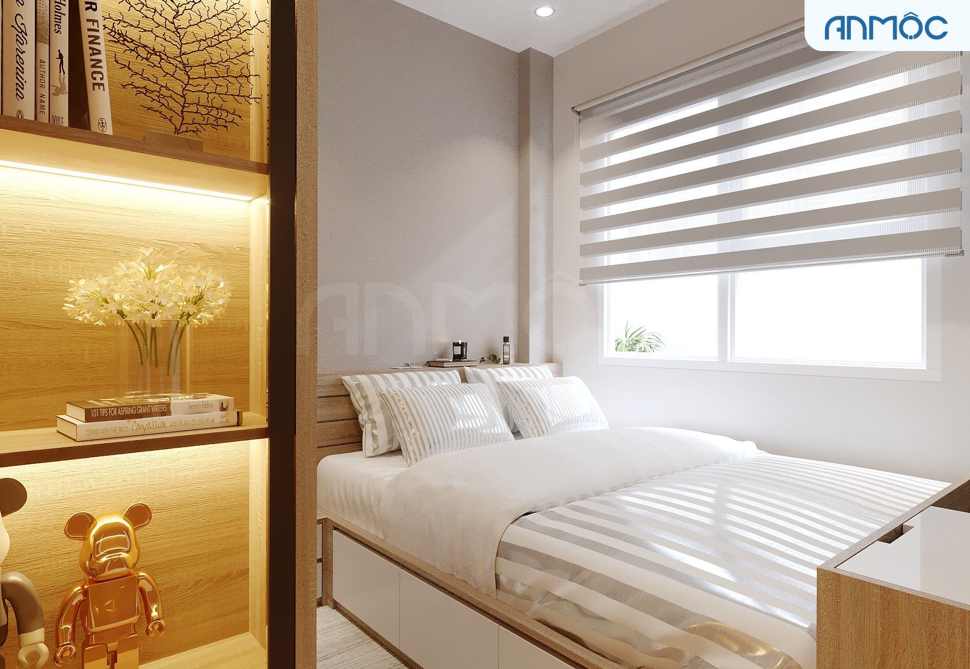 21+ Mẫu Thiết Kế Nội Thất Nhà Phố Đẹp Không Thể Bỏ Qua 2026 2435 Hệ giường bục với hộc kéo là nơi lưu trữ đồ đạc lý tưởng.