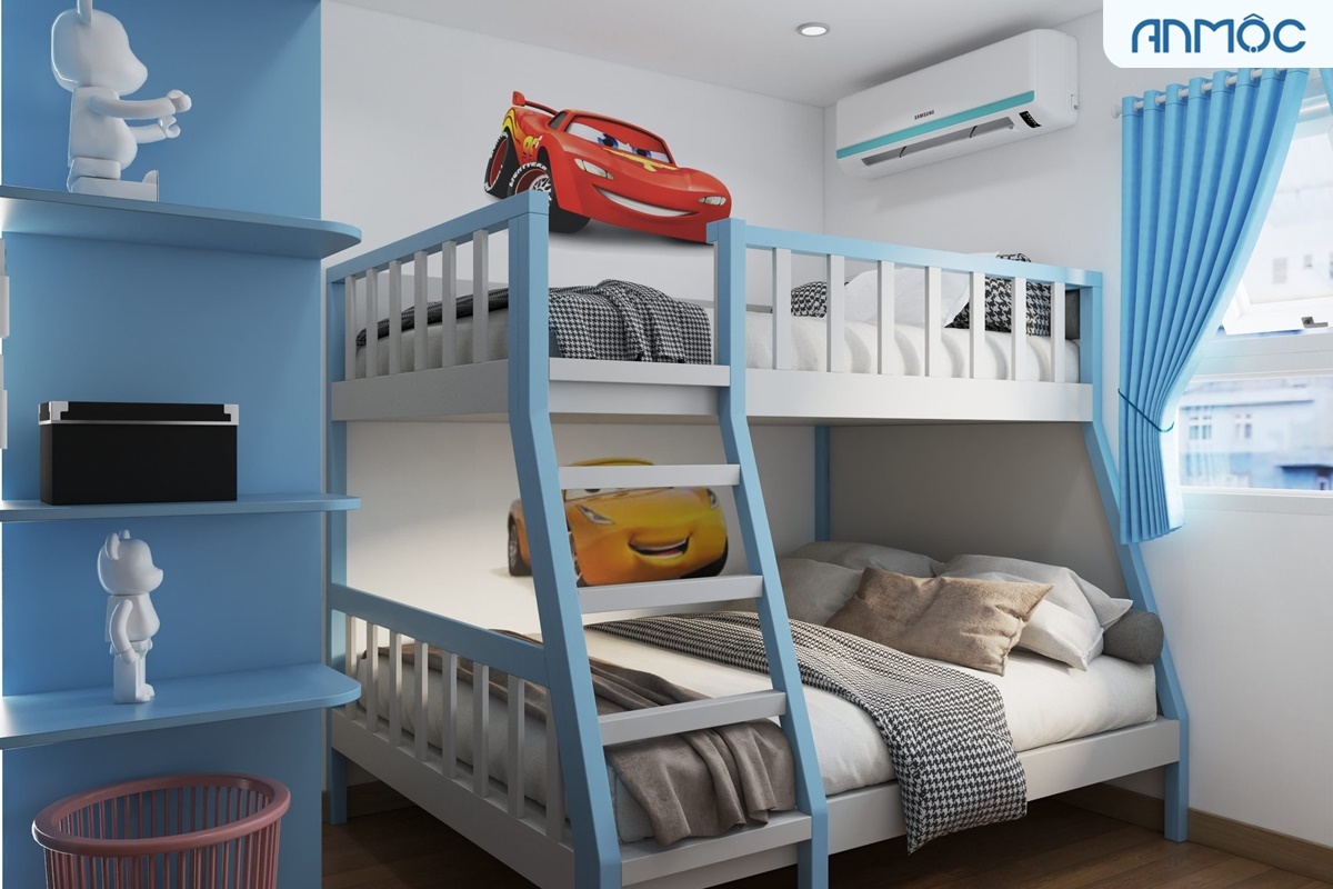 10 Mẫu Thiết Kế Nội Thất Phòng Ngủ Cho Bé Đẹp Nhất 2026 262 Thiết kế nội thất phòng ngủ cho hai bé trai, diện tích 9m2