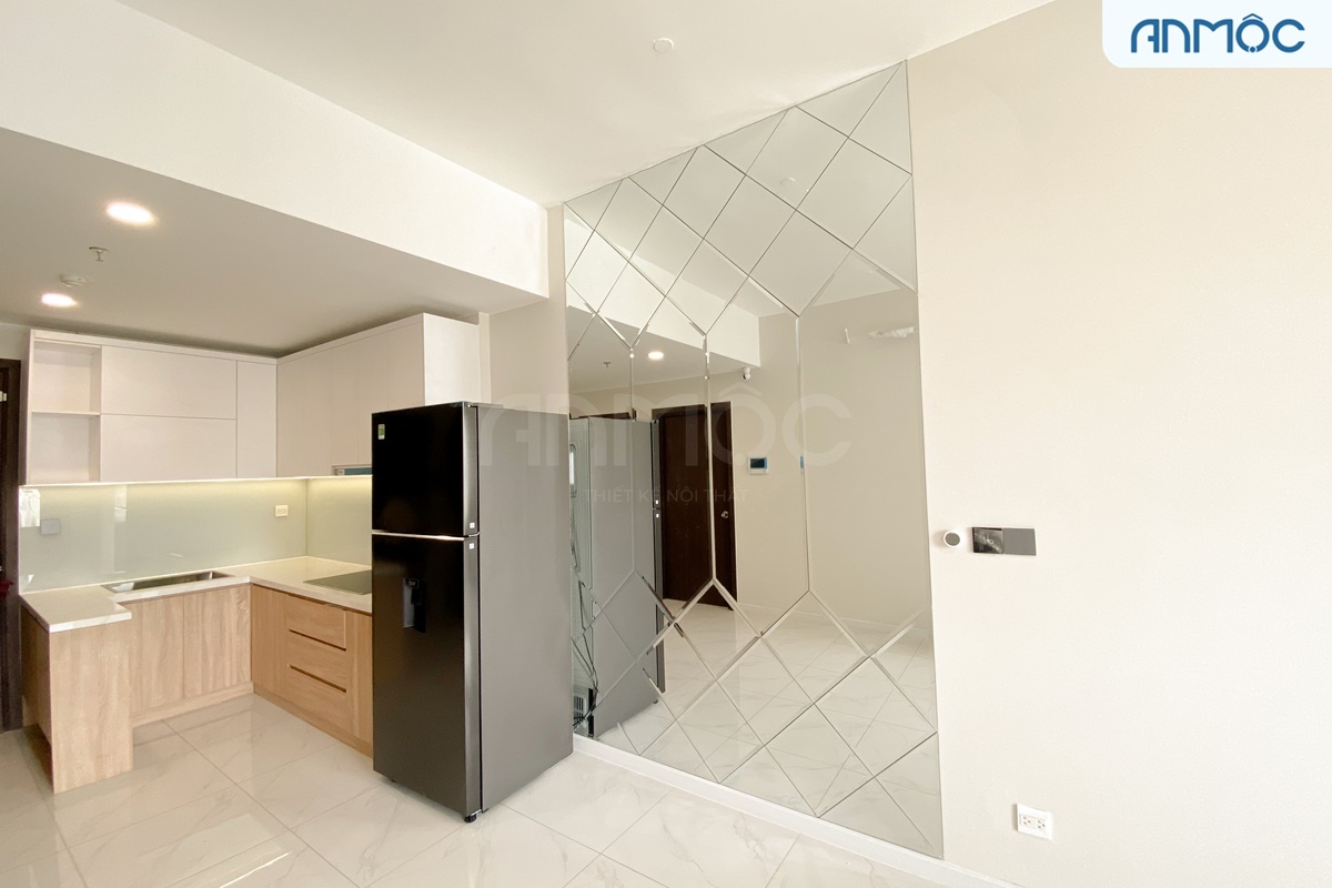 Hoàn thiện thi công nội thất chung cư Picity High Park 37 Vách gương vừa là điểm nhấn của căn hộ vừa giúp ngôi nhà trở nên thoáng rộng và tươi sáng hơn