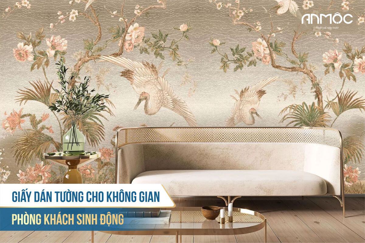 33+ Mẫu Thiết Kế Nội Thất Phòng Khách Đẹp Hiện Đại Nhất 541 Giấy dán tường cho không gian phòng khách sinh động