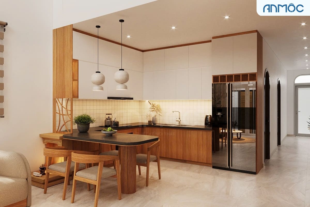 21+ Mẫu Thiết Kế Nội Thất Nhà Phố Đẹp Không Thể Bỏ Qua 2026 2965 thiet ke noi that phong khach bep 18m2 3