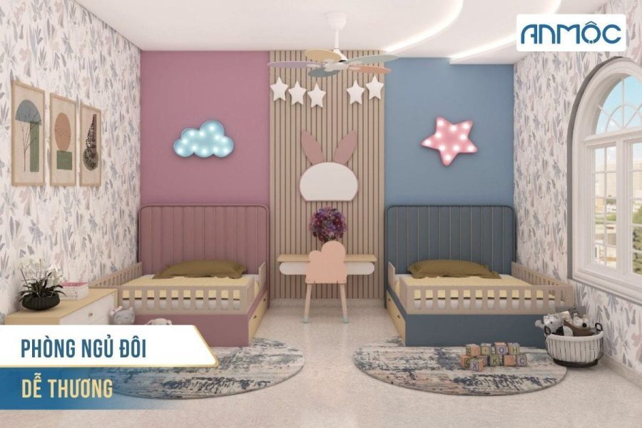 10+ Mẫu Thiết Kế Phòng Ngủ Đôi Cho Bé Trai Và Bé Gái 34 Mau phong ngu doi de thuong