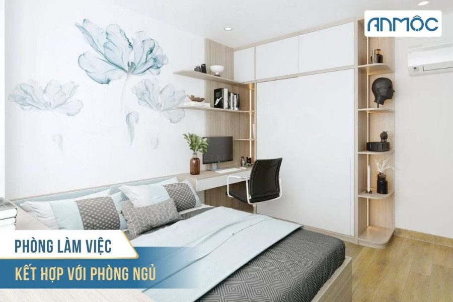 9+ Mẫu Thiết Kế Phòng Làm Việc Tại Nhà Đẹp Và Ấn Tượng 27 Phong lam viec ket hop voi phong ngu
