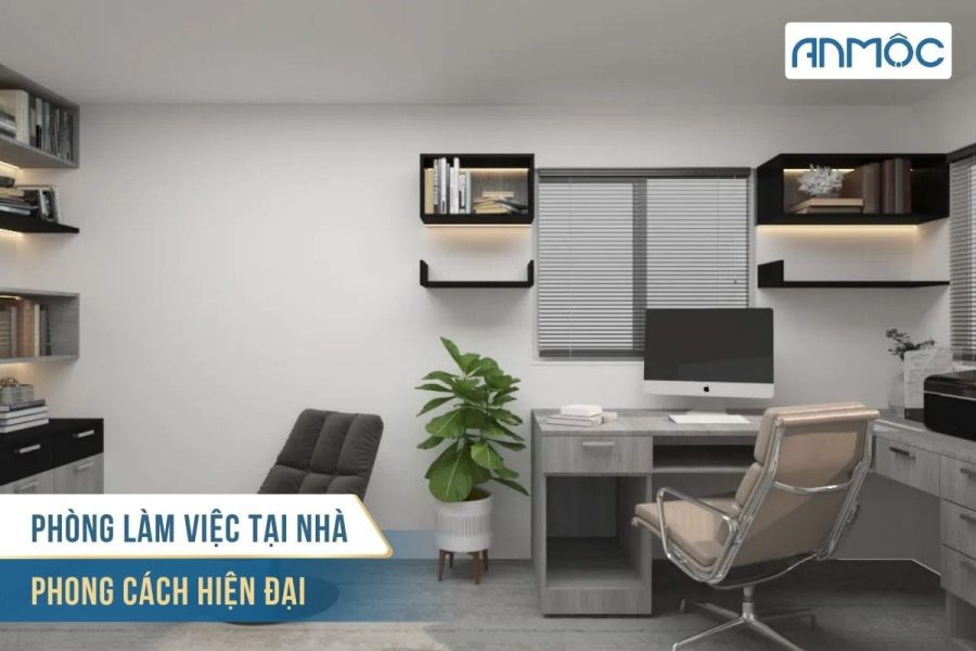 9+ Mẫu Thiết Kế Phòng Làm Việc Tại Nhà Đẹp Và Ấn Tượng 23 Phong lam viec tai nha phong cach hien dai