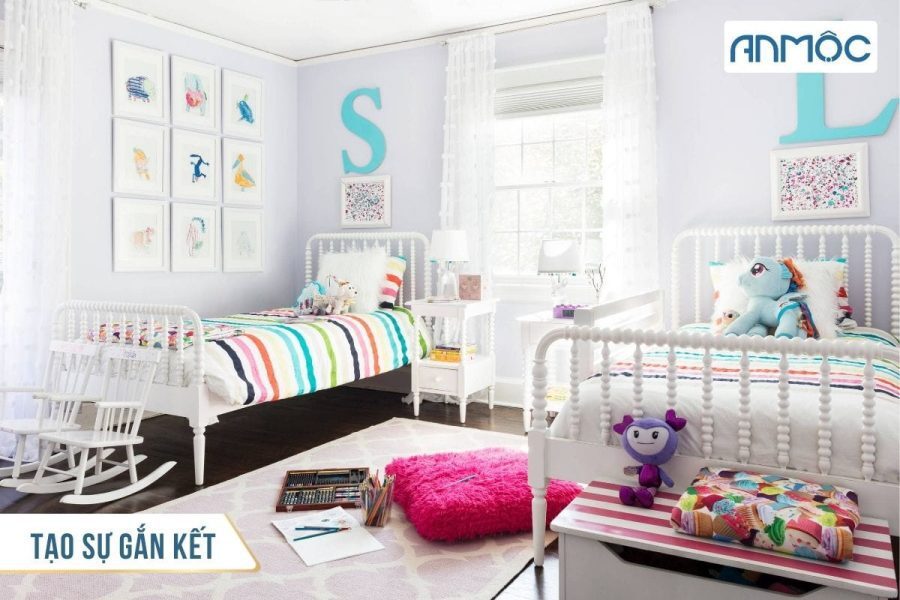 10+ Mẫu Thiết Kế Phòng Ngủ Đôi Cho Bé Trai Và Bé Gái 22 Tao su gan ket giua cac be