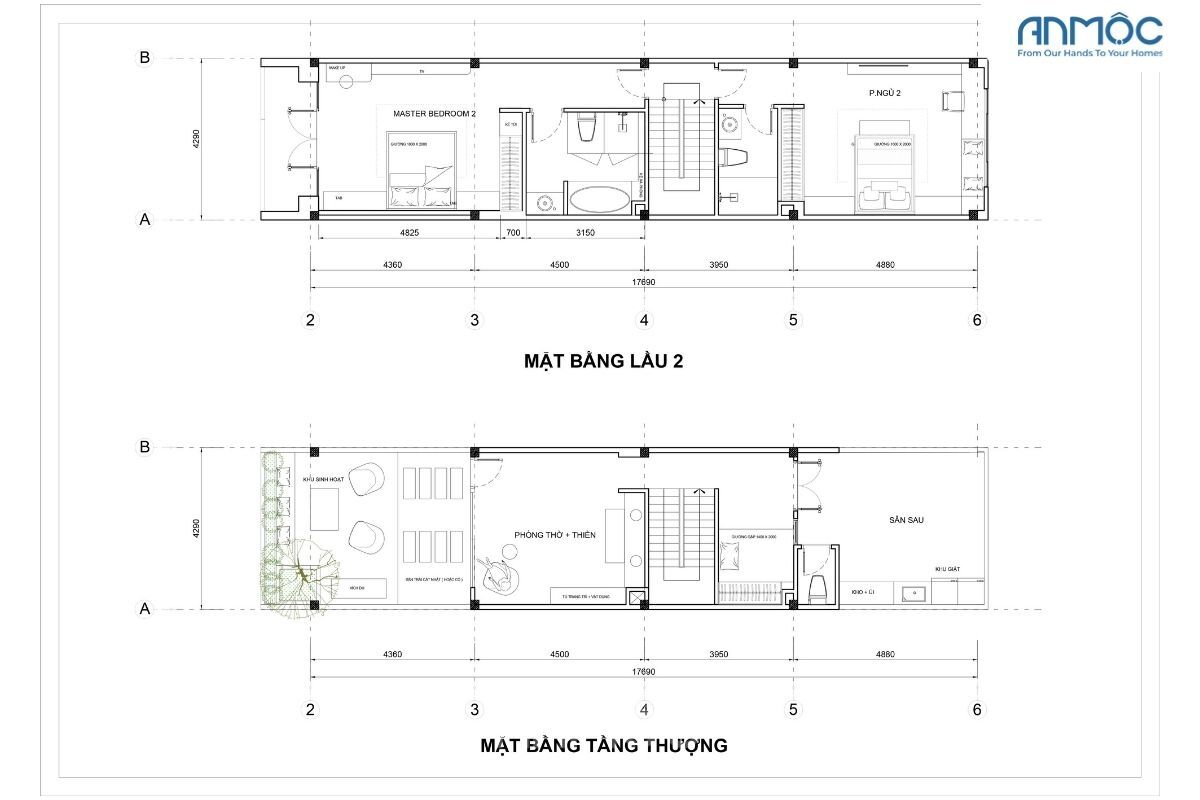 21+ Mẫu Thiết Kế Nội Thất Nhà Phố Đẹp Không Thể Bỏ Qua 2026 2822 Mat bang lau 2 va tang thuong