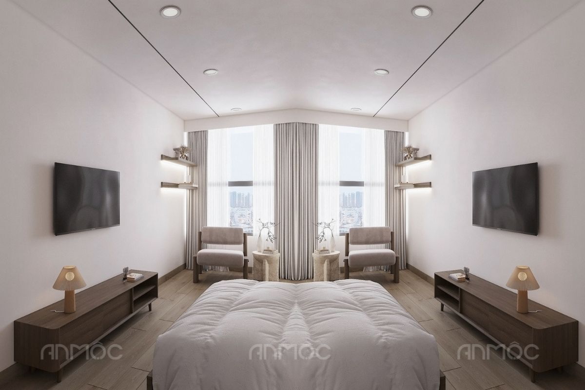 55+ Mẫu Thiết Kế Nội Thất Chung Cư "Đỉnh Nhất" 2026 2799 Nội thất phòng ngủ - Thiết kế nội thất căn hộ Studio River Gate 30m2