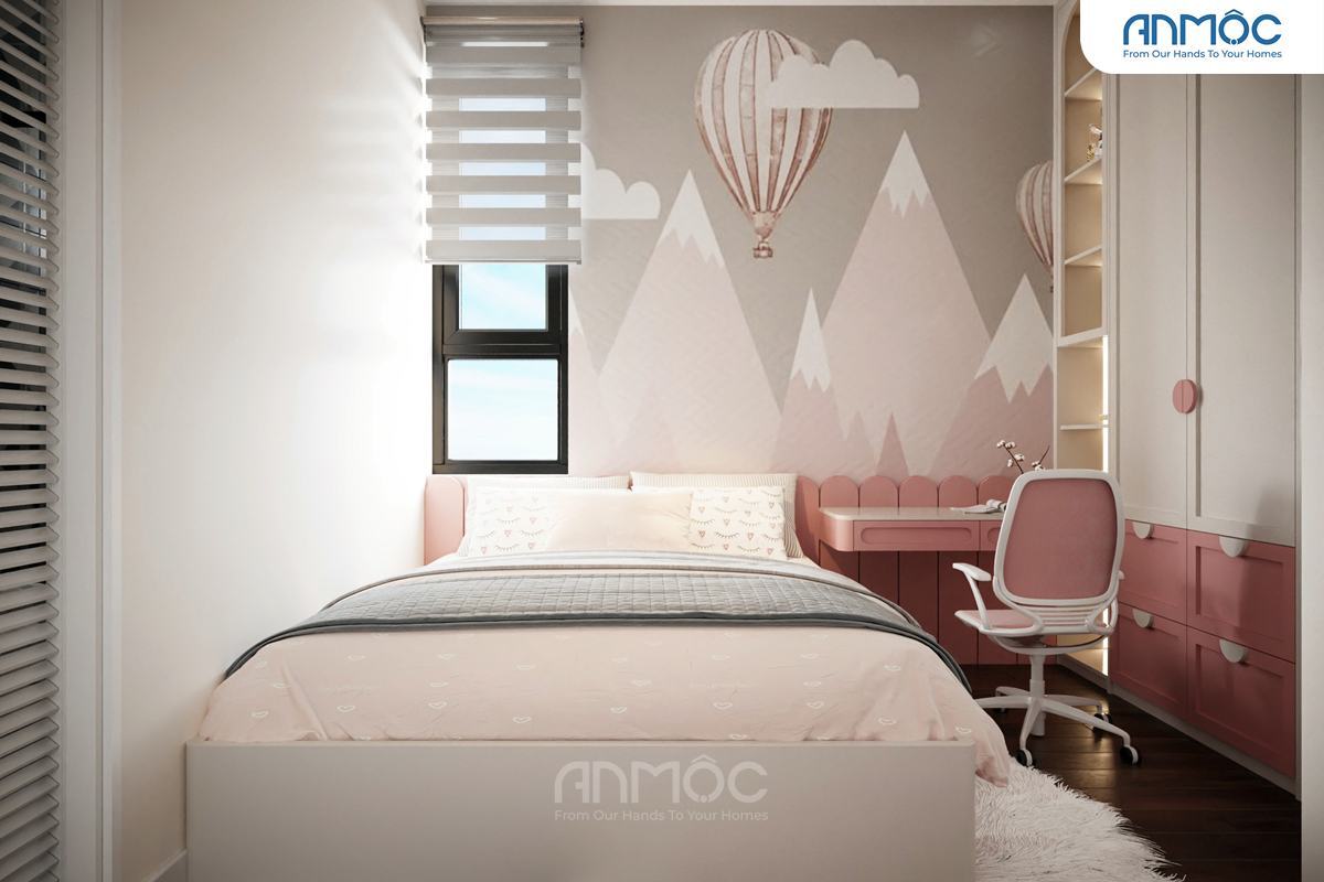 21+ Mẫu Thiết Kế Nội Thất Nhà Phố Đẹp Không Thể Bỏ Qua 2026 2082 Phòng ngủ bé gái với tông màu hồng phấn là chủ đạo