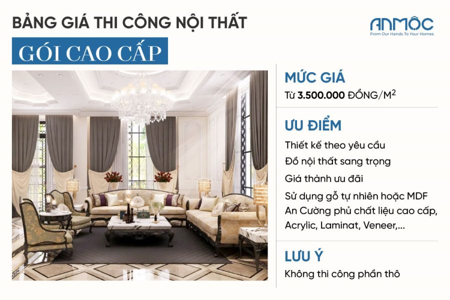 Bảng Báo Giá Thi Công Nội Thất Nhà Ở Trọn Gói Kèm Mẫu 2026 1488 Bảng giá thi công nội thất gói cao cấp