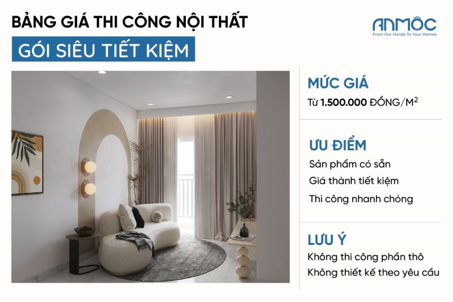 Bảng Báo Giá Thi Công Nội Thất Nhà Ở Trọn Gói Kèm Mẫu 2026 1485 Bảng giá thi công nội thất gói siêu tiết kiệm