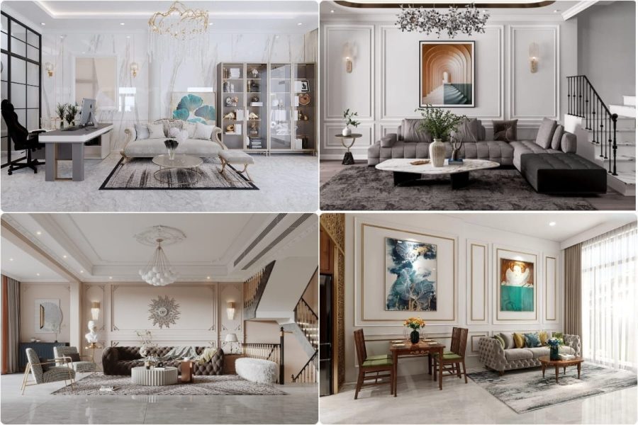 33+ Mẫu Thiết Kế Nội Thất Phòng Khách Đẹp Hiện Đại Nhất 535 Nội thất phòng khách nhà phố Tân cổ điển