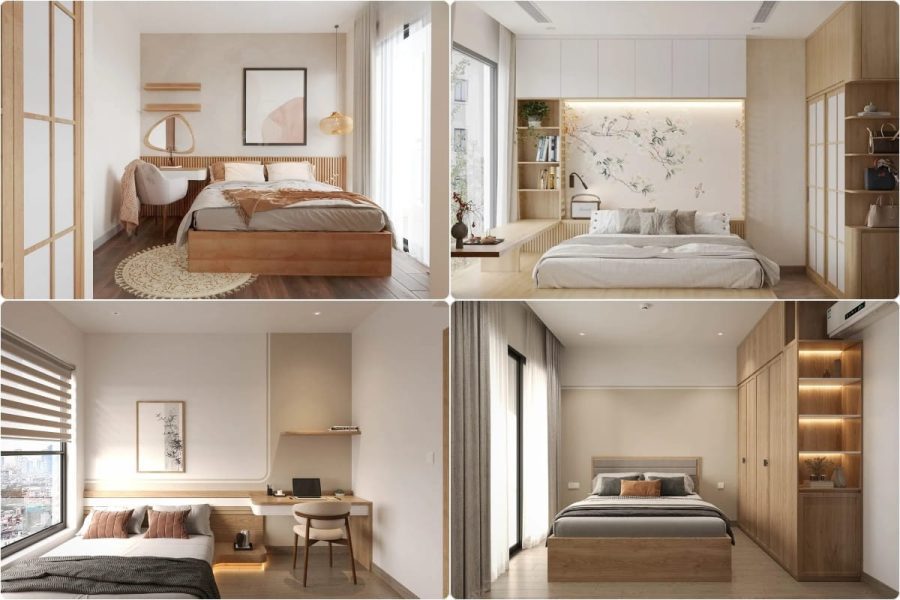 33+ Mẫu Thiết Kế Nội Thất Phòng Ngủ Đẹp - Hiện Đại 2026 447 Xu hướng thiết kế nội thất phòng ngủ chung cư Japandi