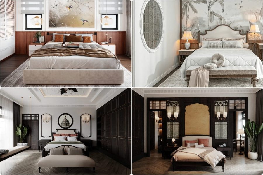 33+ Mẫu Thiết Kế Nội Thất Phòng Ngủ Đẹp - Hiện Đại 2026 451 Xu hướng thiết kế nội thất phòng ngủ nhà phố Indochine