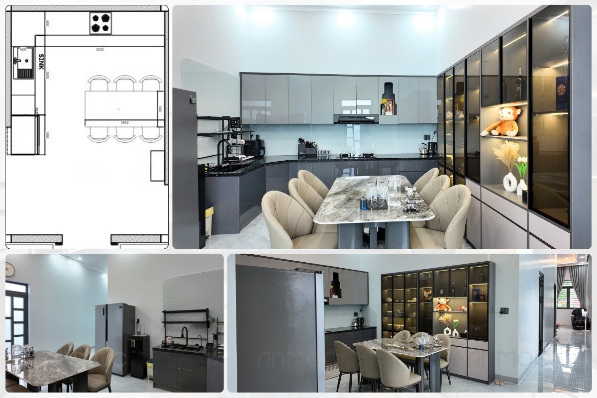 Hoàn Thiện Thi Công Nội Thất Nhà Phố Bình Dương 120m2 43 Nội thất phòng bếp nhà phố Bình Dương 120m2 tiện nghi được thi công chỉn chu bởi bàn tay An Mộc