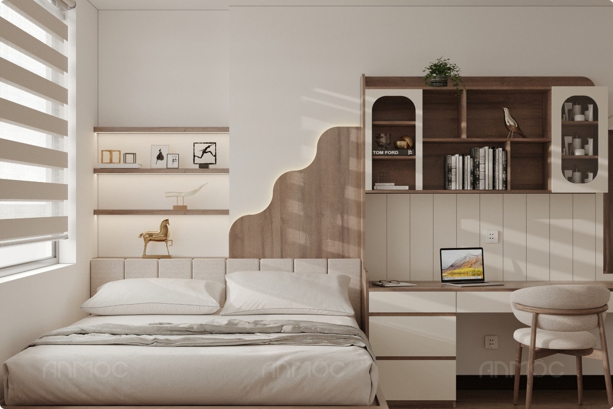 55+ Mẫu Thiết Kế Nội Thất Chung Cư "Đỉnh Nhất" 2026 2778 Phòng ngủ master-thiết kế nội thất chung cư Skyview 79m2