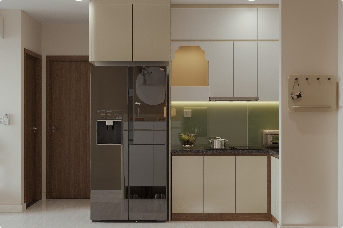 55+ Mẫu Thiết Kế Nội Thất Chung Cư "Đỉnh Nhất" 2026 2634 Bếp chữ L với thiết kế đơn giản và tiện nghi trong căn hộ Bcons Plaza 51m2