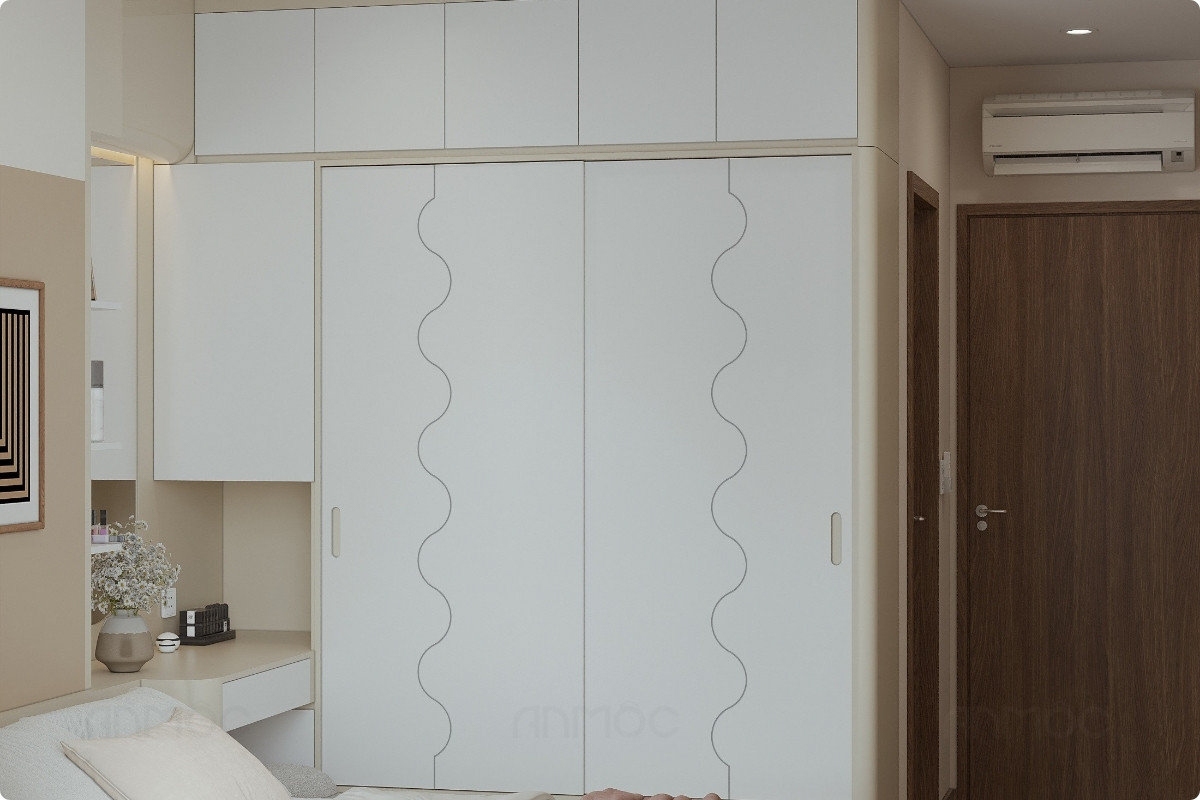 55+ Mẫu Thiết Kế Nội Thất Chung Cư "Đỉnh Nhất" 2026 2638 Hệ tủ áo kịch trần tận dụng tối đa diện tích và tăng tính thẩm mỹ