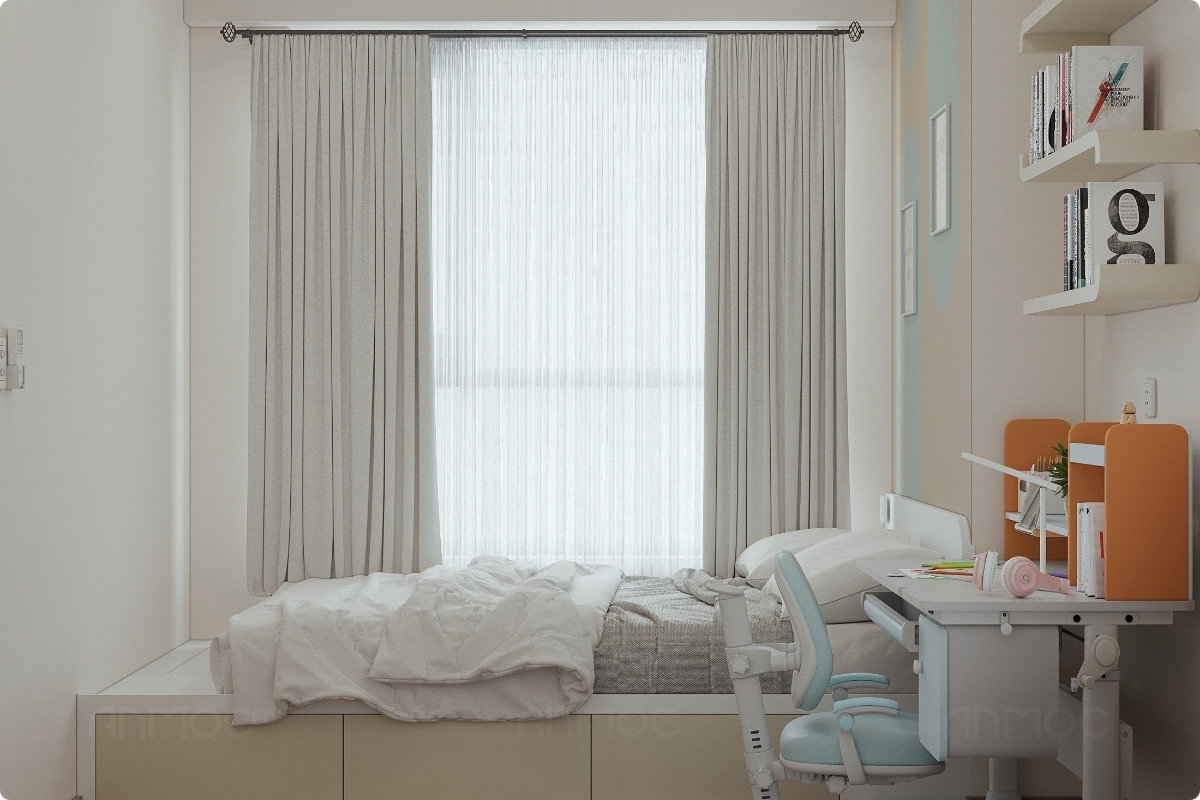 55+ Mẫu Thiết Kế Nội Thất Chung Cư "Đỉnh Nhất" 2026 2640 Không gian phòng ngủ nhỏ thiết kế tinh giản cùng nội thất thông minh, gọn gàng