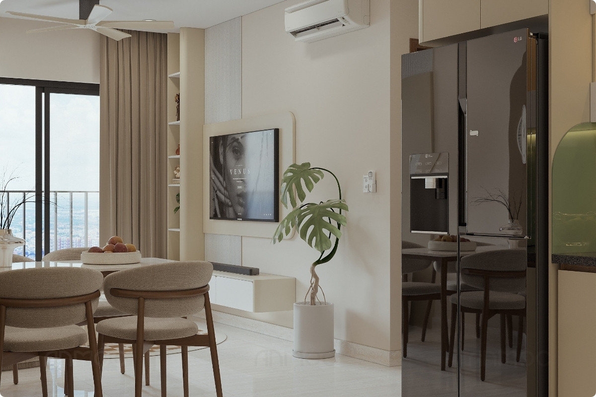 55+ Mẫu Thiết Kế Nội Thất Chung Cư "Đỉnh Nhất" 2026 2631 Phòng khách - bếp chung cư được thiết kế với không gian mở, tạo cảm giác thoáng đãng