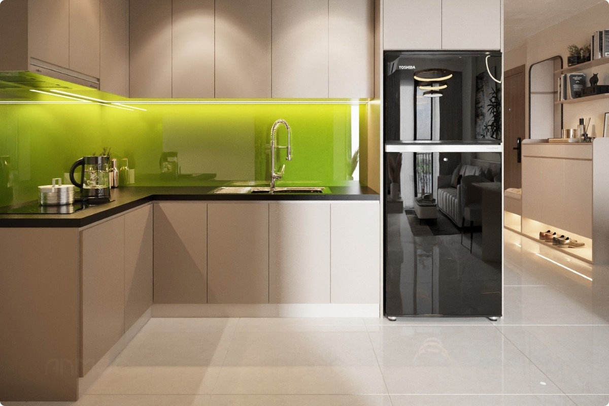 55+ Mẫu Thiết Kế Nội Thất Chung Cư "Đỉnh Nhất" 2026 2699 Tổng thể không gian bếp căn hộ Greenfield 68m2