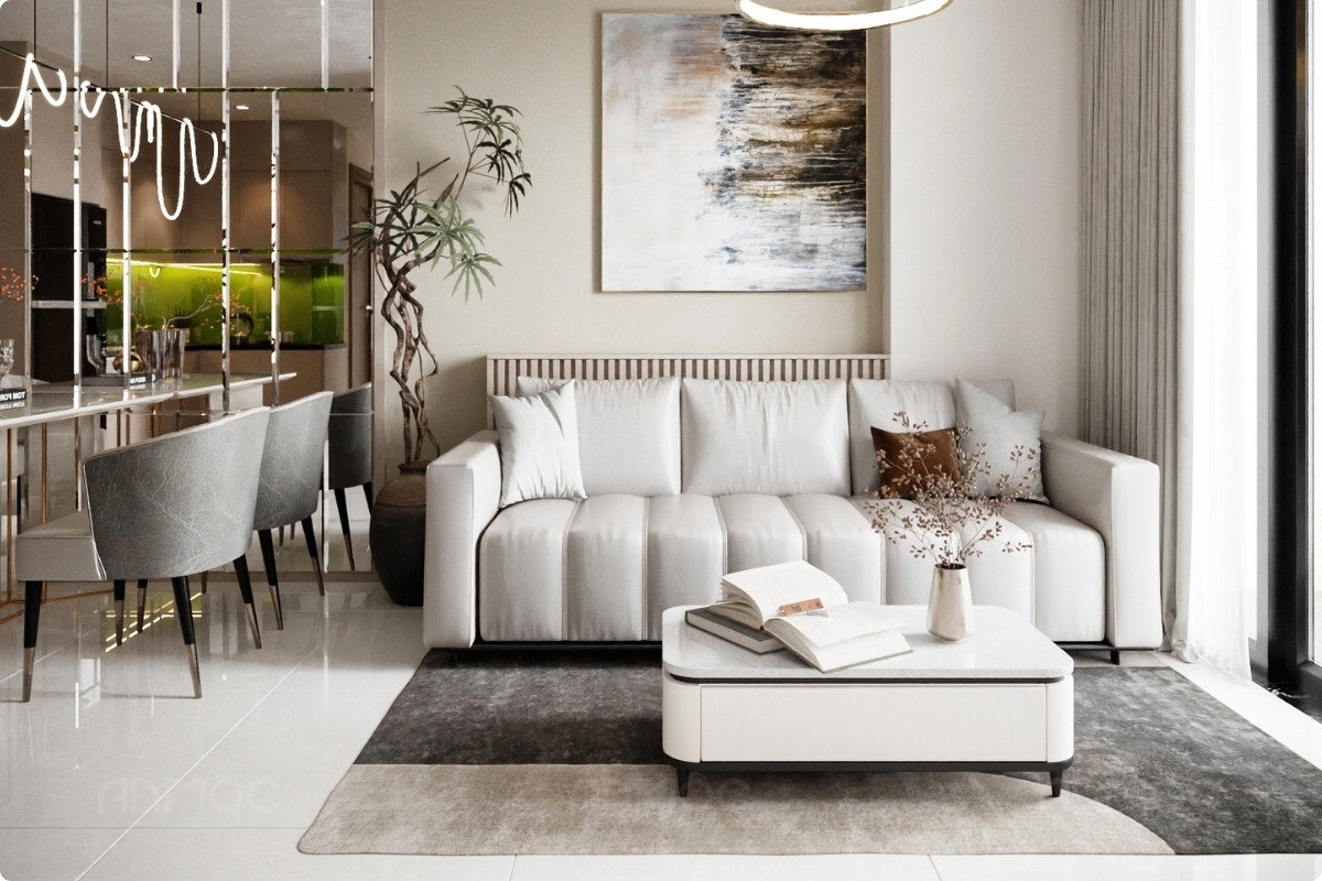 55+ Mẫu Thiết Kế Nội Thất Chung Cư "Đỉnh Nhất" 2026 2696 Tổng thể phòng khách chung cư Greenfield 68m2
