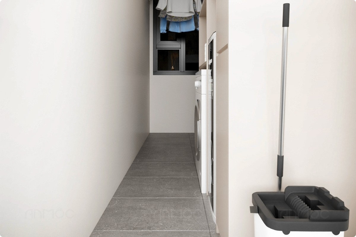 55+ Mẫu Thiết Kế Nội Thất Chung Cư "Đỉnh Nhất" 2026 2708 Tủ máy giặt thiết kế gọn gàng, tiết kiệm diện tích